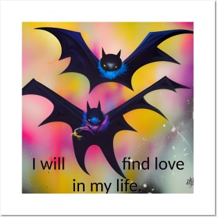 Love mantra with bats, colorful design, artistic Posters and Art